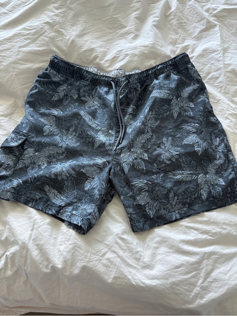 Tommy Bahama Charcoal Gray Tropical Leaf Swim Trunks